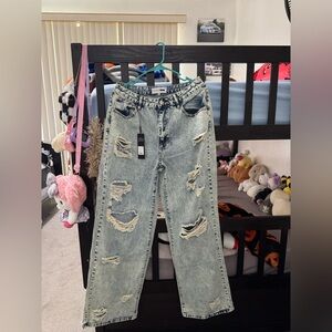 Fashion Nova Gray Flare Wide Leg Jeans